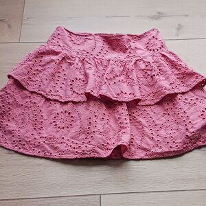 Express Sz 0 pink ruffle skirt eyelet fabric